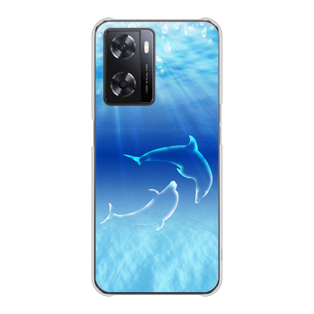 OPPO A77 高画質仕上げ 背面印刷 ハードケース【1048 海の守り神イルカ】