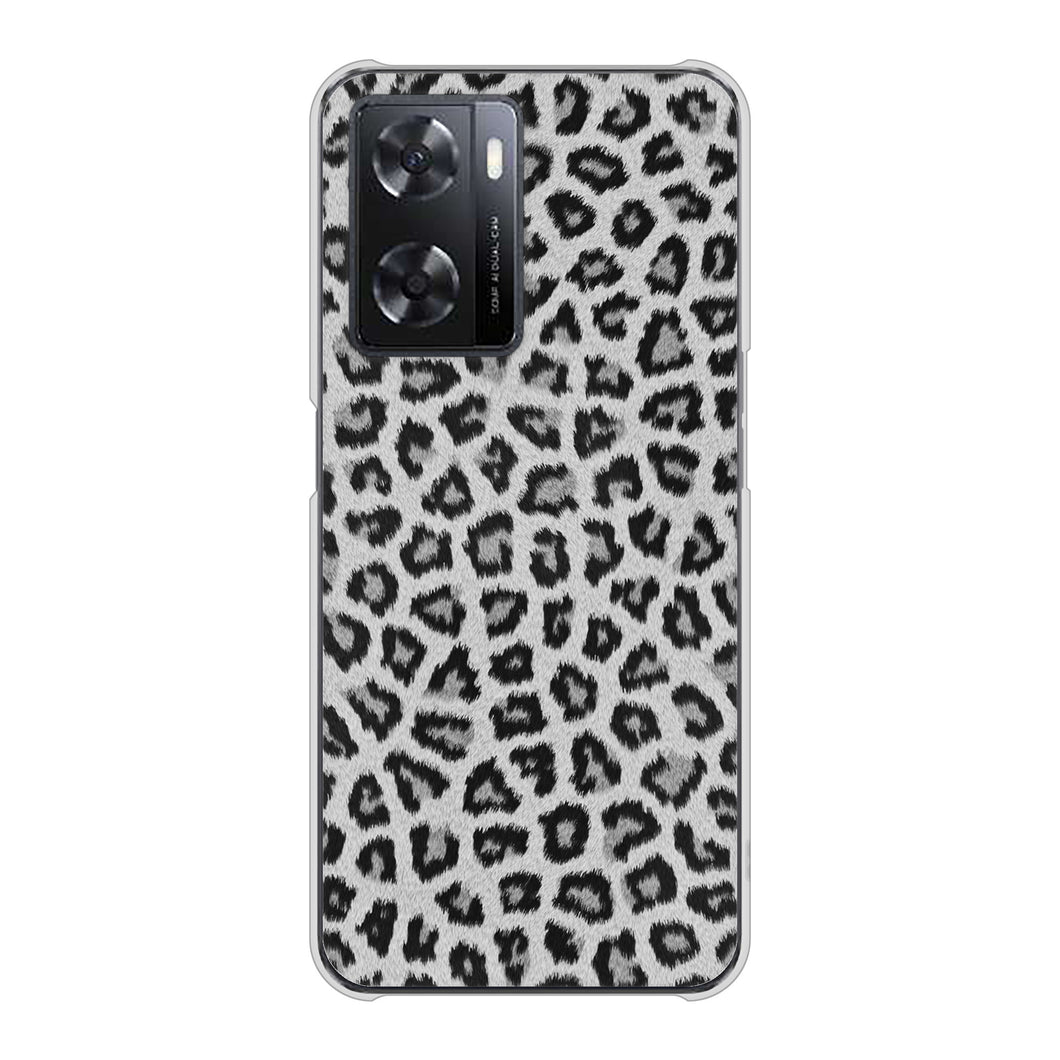 OPPO A77 高画質仕上げ 背面印刷 ハードケース【1068 ヒョウ柄ベーシックSグレー】
