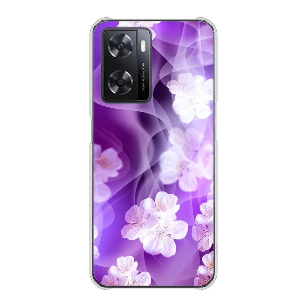 OPPO A77 高画質仕上げ 背面印刷 ハードケース【1211 桜とパープルの風】
