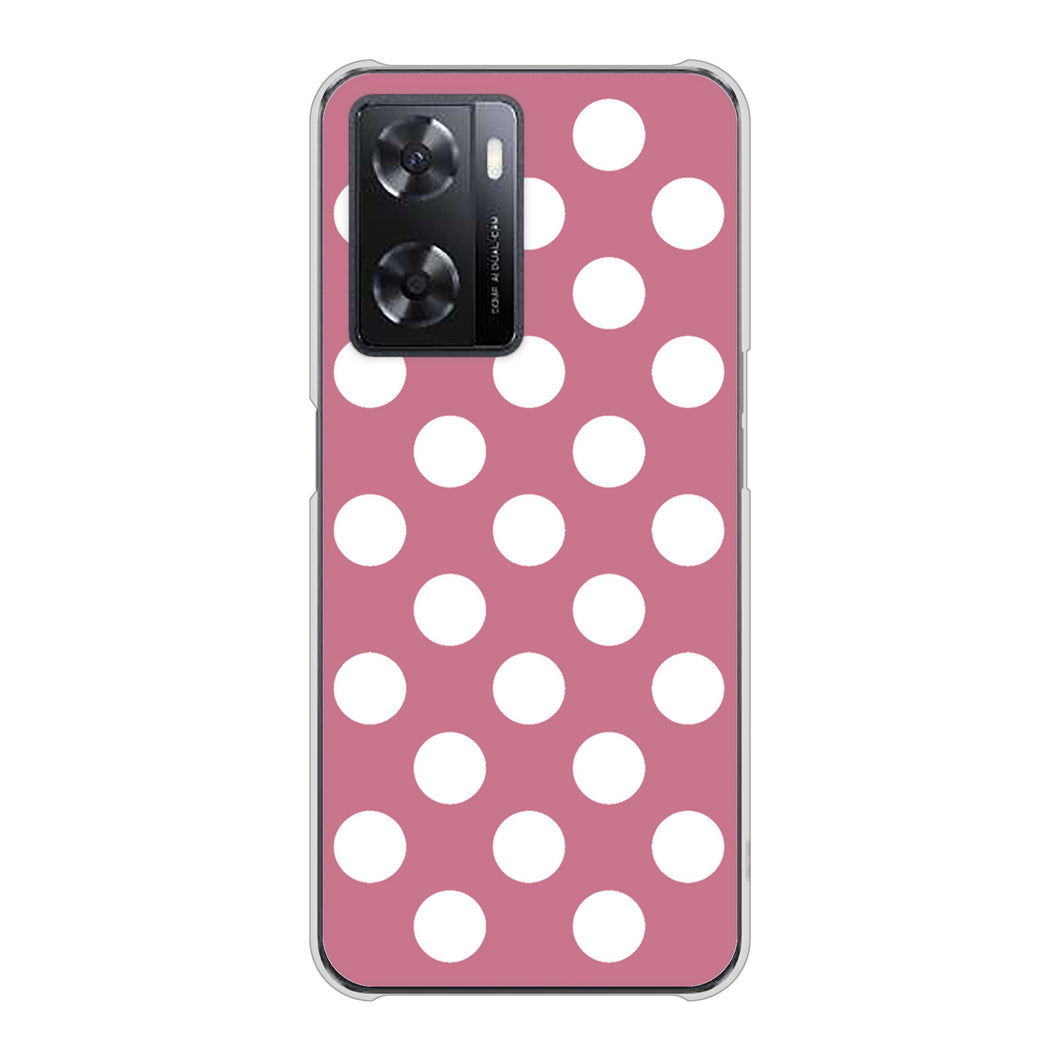 OPPO A77 高画質仕上げ 背面印刷 ハードケース【1355 シンプルビッグ白薄ピンク】