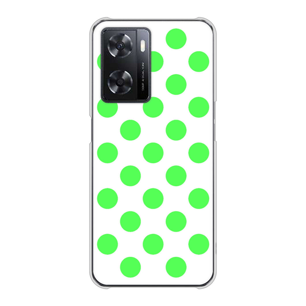 OPPO A77 高画質仕上げ 背面印刷 ハードケース【1358 シンプルビッグ緑白】
