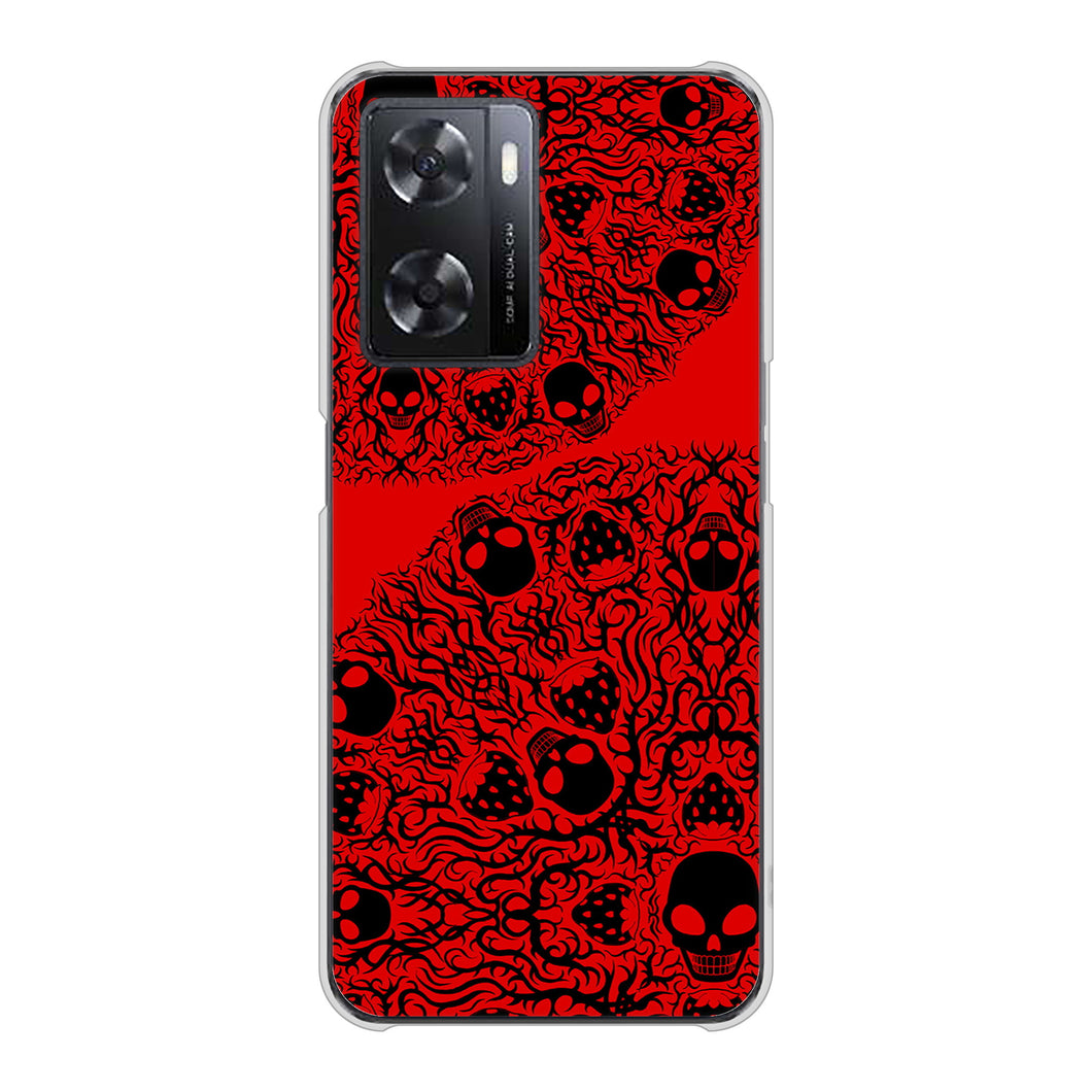 OPPO A77 高画質仕上げ 背面印刷 ハードケース【AG835 苺骸骨曼荼羅(赤)】