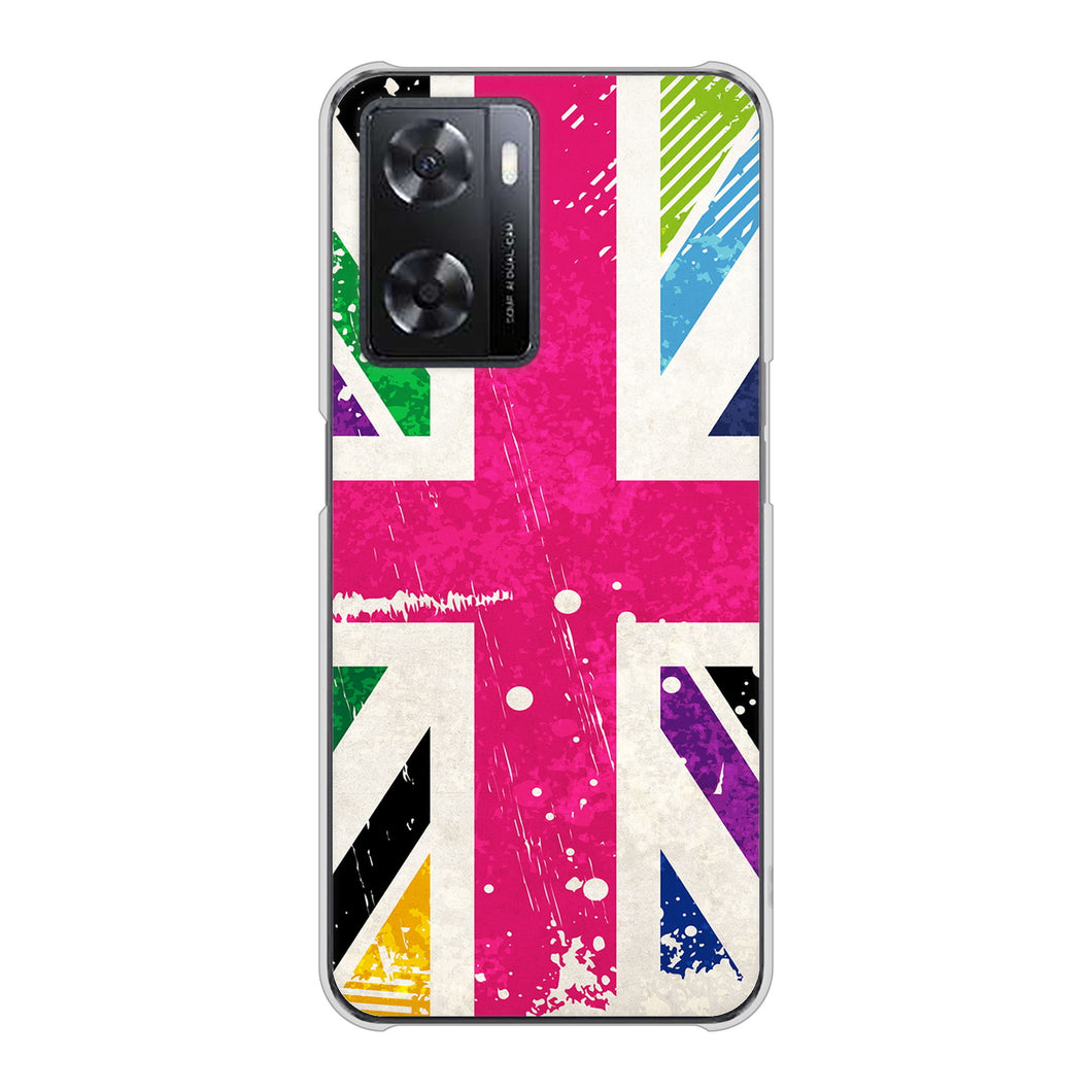OPPO A77 高画質仕上げ 背面印刷 ハードケース【SC806 ユニオンジャック ピンクビンテージ】
