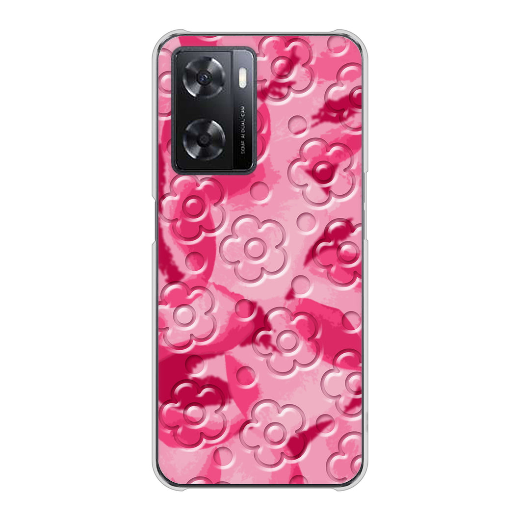 OPPO A77 高画質仕上げ 背面印刷 ハードケース【SC847 フラワーヴェルニ花濃いピンク(ローズアンディアン)】
