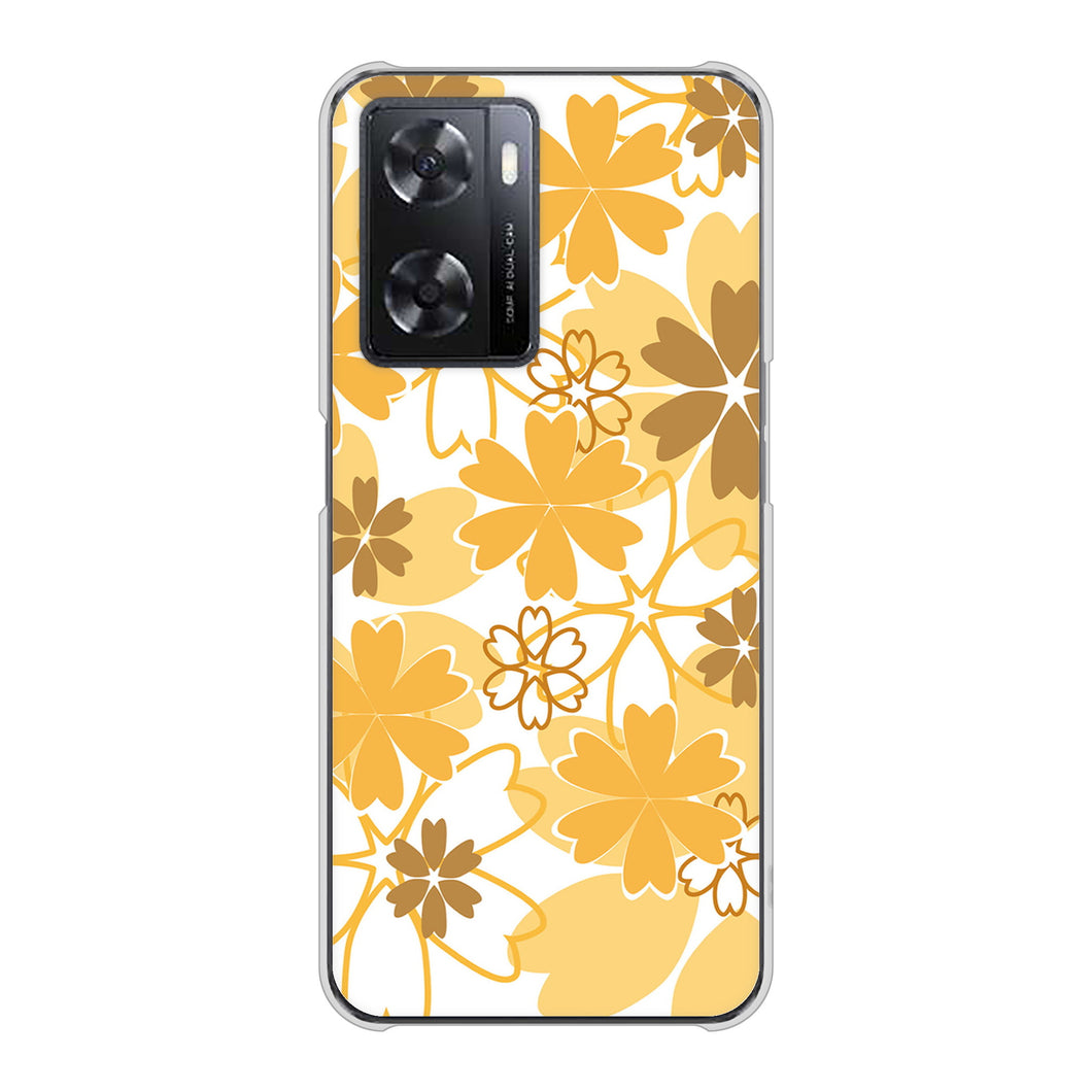 OPPO A77 高画質仕上げ 背面印刷 ハードケース【VA959 重なり合う花 オレンジ】