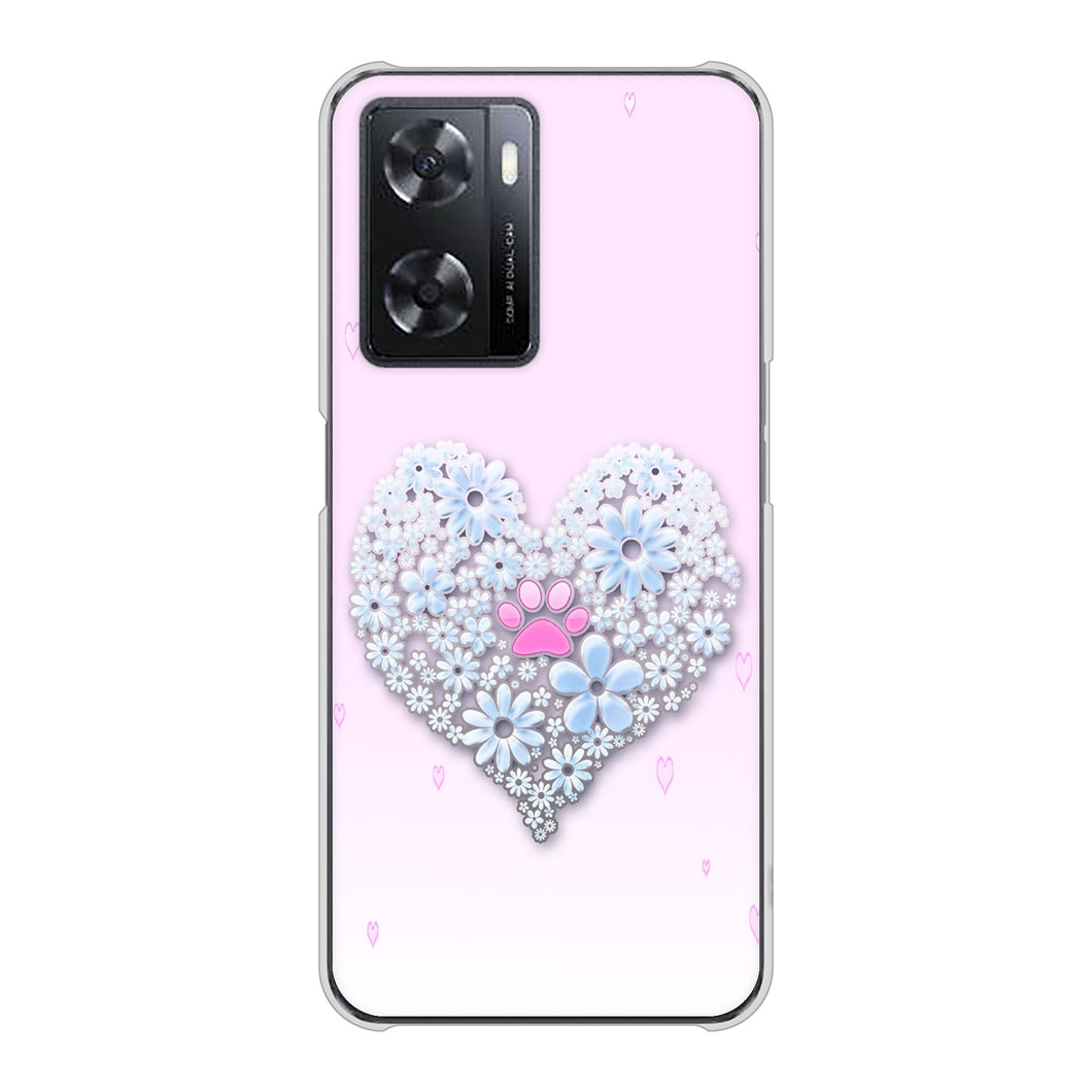 OPPO A77 高画質仕上げ 背面印刷 ハードケース【YA958 ハート05 素材クリア】
