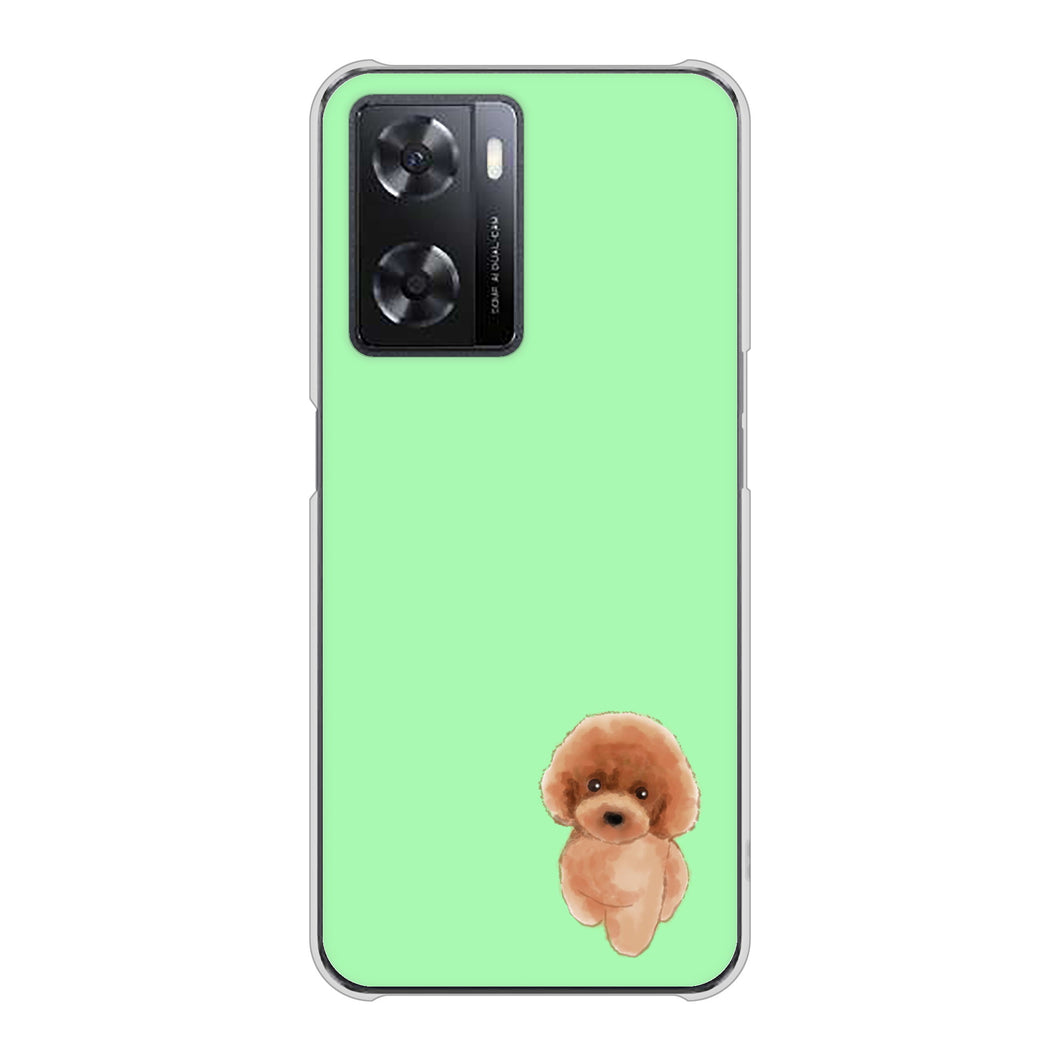 OPPO A77 高画質仕上げ 背面印刷 ハードケース【YJ052 トイプードルレッド( グリーン)】
