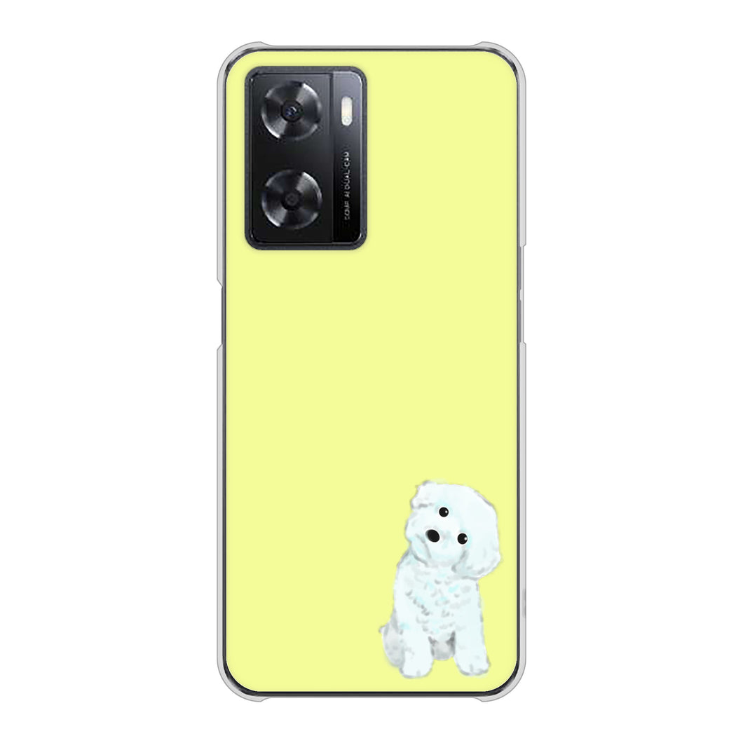 OPPO A77 高画質仕上げ 背面印刷 ハードケース【YJ072 トイプードルホワイト(イエロー)】
