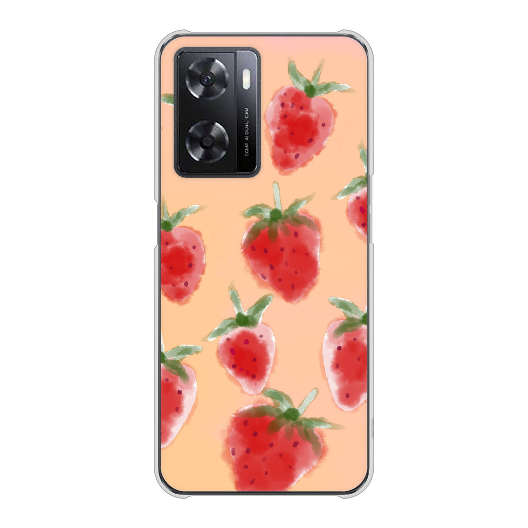 OPPO A77 高画質仕上げ 背面印刷 ハードケース【YJ179 イチゴ 水彩179】