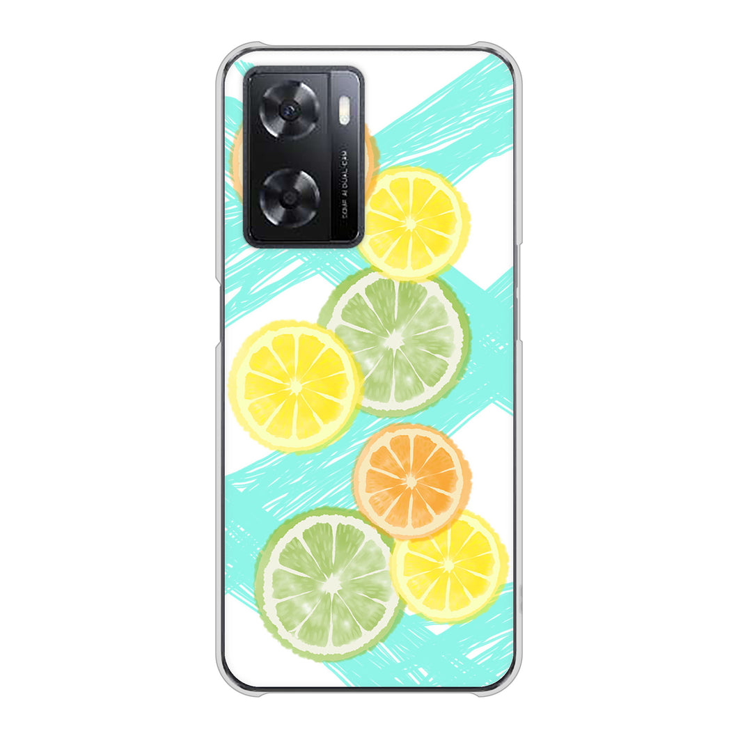 OPPO A77 高画質仕上げ 背面印刷 ハードケース【YJ183 オレンジライム】