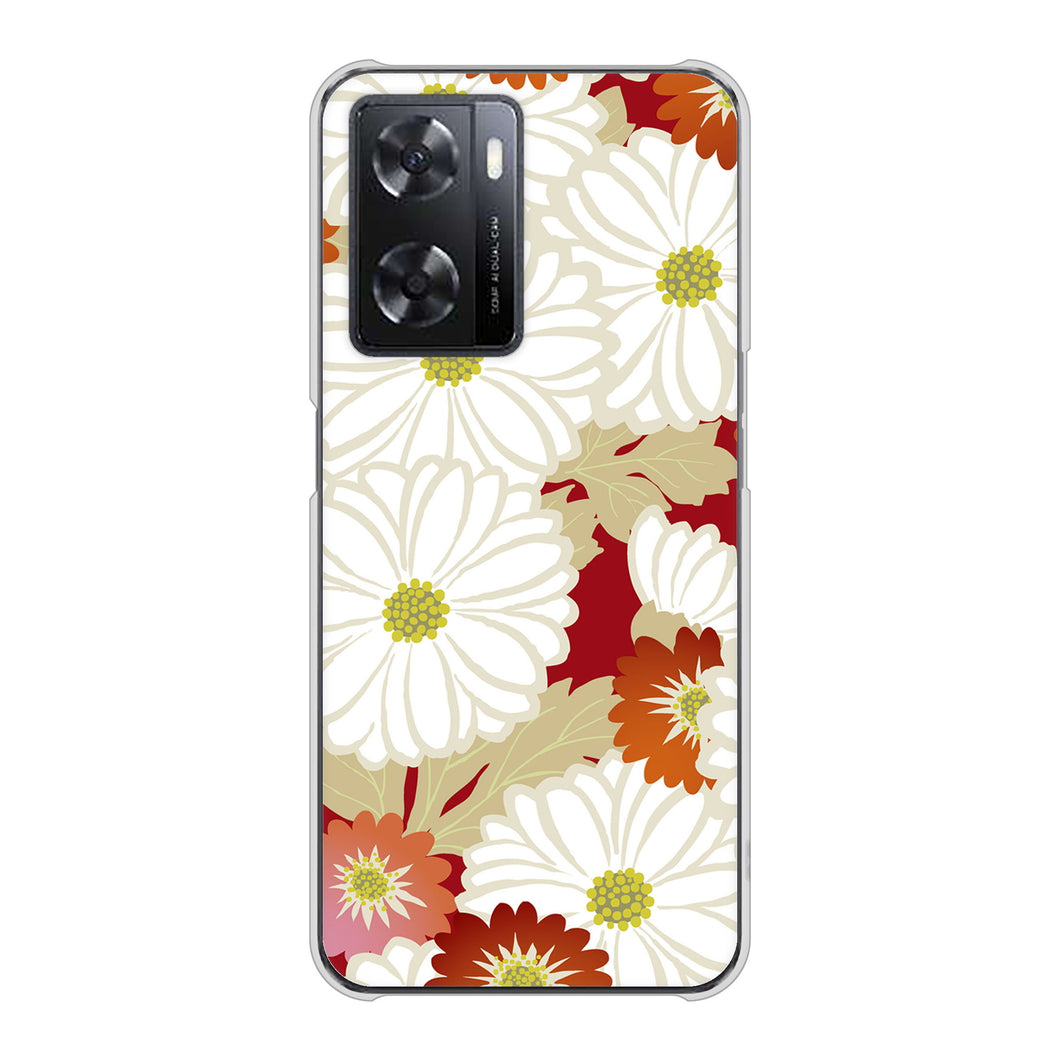 OPPO A77 高画質仕上げ 背面印刷 ハードケース【YJ322 和柄 菊】