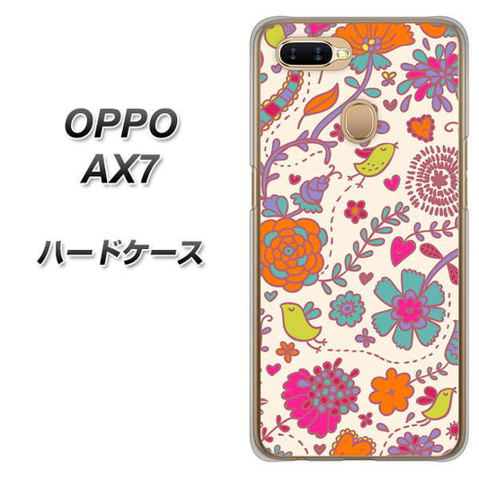 OPPO（オッポ） AX7 高画質仕上げ 背面印刷 ハードケース【323 小鳥と花】
