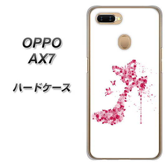 OPPO（オッポ） AX7 高画質仕上げ 背面印刷 ハードケース【387 薔薇のハイヒール】