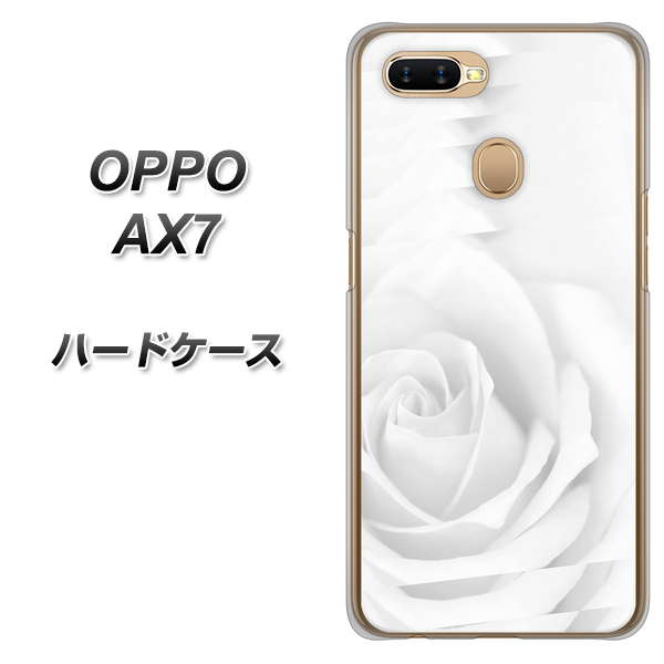 OPPO(オッポ) AX7 高画質仕上げ 背面印刷 ハードケース【402 ホワイトRose】
