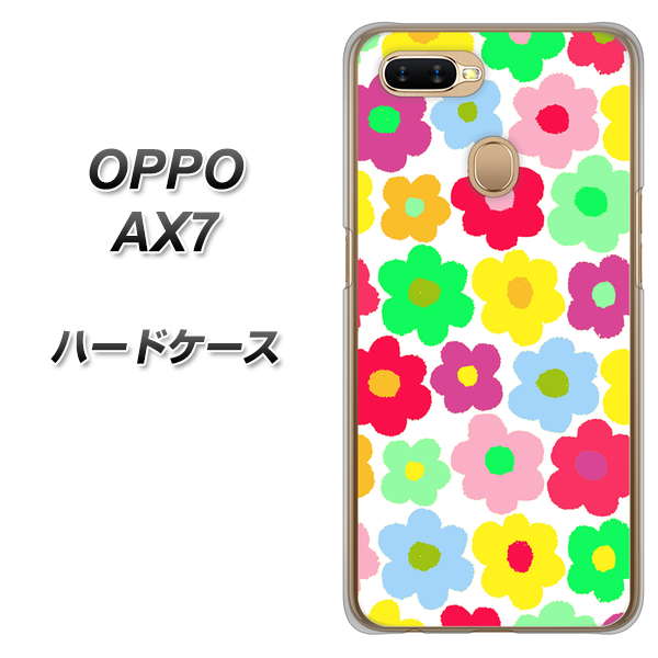 OPPO(オッポ) AX7 高画質仕上げ 背面印刷 ハードケース【758 ルーズフラワーカラフル】