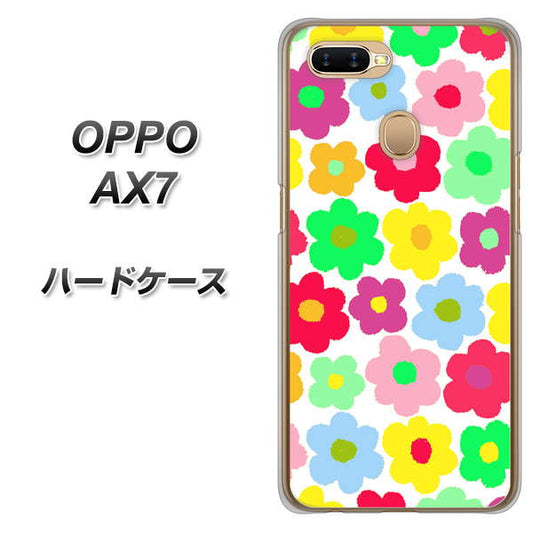 OPPO（オッポ） AX7 高画質仕上げ 背面印刷 ハードケース【758 ルーズフラワーカラフル】
