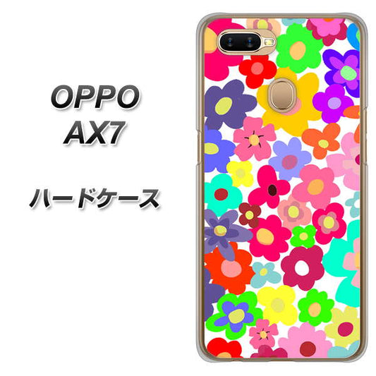 OPPO（オッポ） AX7 高画質仕上げ 背面印刷 ハードケース【782 春のルーズフラワーWH】
