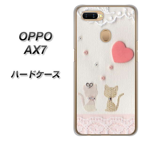 OPPO(オッポ) AX7 高画質仕上げ 背面印刷 ハードケース【1104 クラフト写真ネコ(ハートM)】