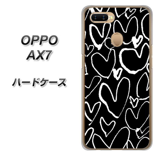 OPPO(オッポ) AX7 高画質仕上げ 背面印刷 ハードケース【1124 ハート BK&WH】