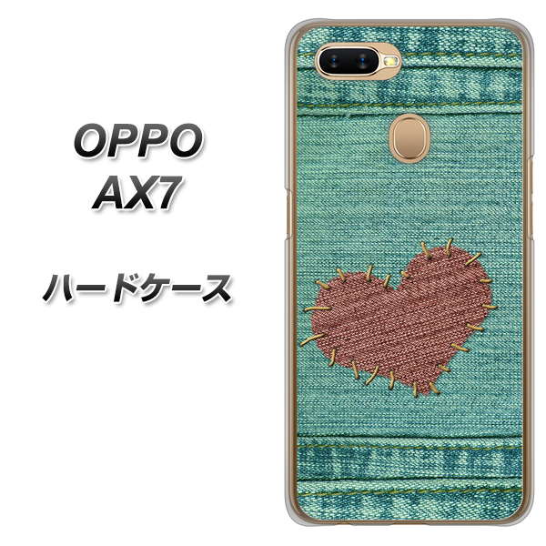 OPPO(オッポ) AX7 高画質仕上げ 背面印刷 ハードケース【1142 デニムとハート】