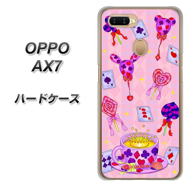 OPPO(オッポ) AX7 高画質仕上げ 背面印刷 ハードケース【AG817 トランプティー(ピンク)】
