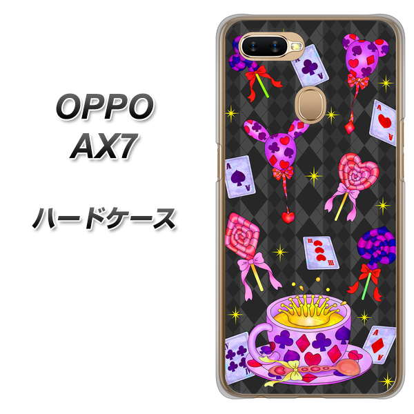 OPPO(オッポ) AX7 高画質仕上げ 背面印刷 ハードケース【AG818 トランプティー(黒)】
