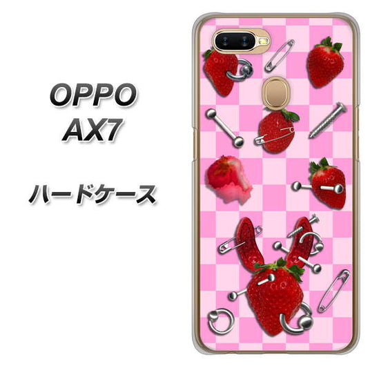 OPPO（オッポ） AX7 高画質仕上げ 背面印刷 ハードケース【AG832 苺パンク（ピンク）】