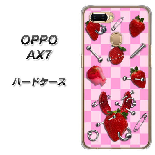 OPPO(オッポ) AX7 高画質仕上げ 背面印刷 ハードケース【AG832 苺パンク(ピンク)】