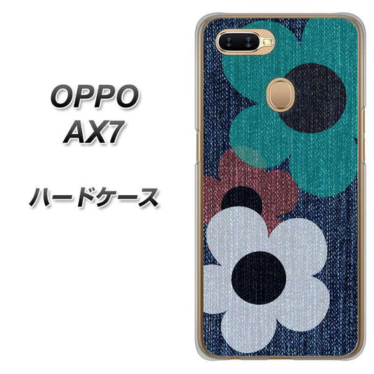 OPPO(オッポ) AX7 高画質仕上げ 背面印刷 ハードケース【EK869 ルーズフラワーinデニム風】