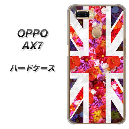 OPPO（オッポ） AX7 高画質仕上げ 背面印刷 ハードケース【SC801 ユニオンジャック リアルフラワー】