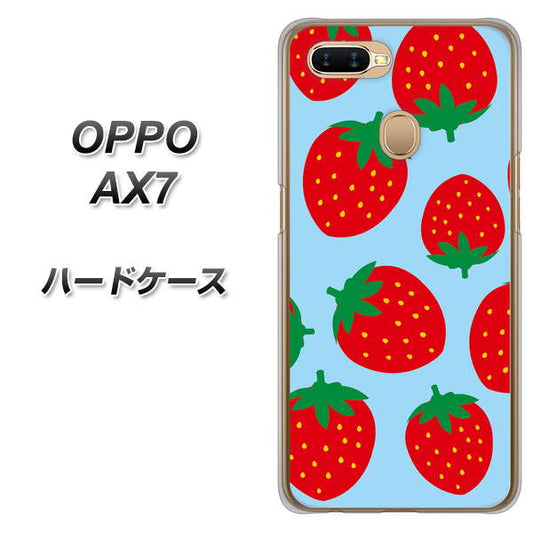 OPPO（オッポ） AX7 高画質仕上げ 背面印刷 ハードケース【SC821 大きいイチゴ模様レッドとブルー】