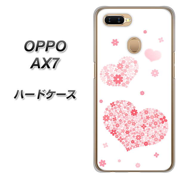 OPPO(オッポ) AX7 高画質仕上げ 背面印刷 ハードケース【SC824 ピンクのハート】