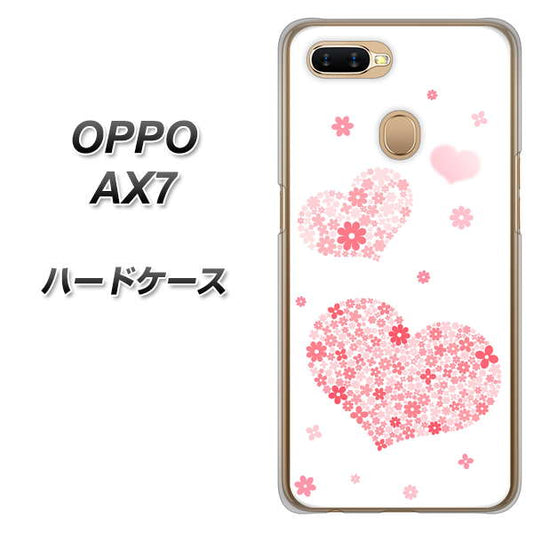 OPPO（オッポ） AX7 高画質仕上げ 背面印刷 ハードケース【SC824 ピンクのハート】