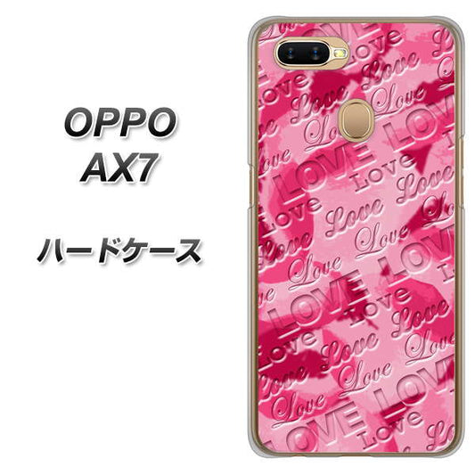 OPPO（オッポ） AX7 高画質仕上げ 背面印刷 ハードケース【SC845 フラワーヴェルニLOVE濃いピンク（ローズアンディアン）】