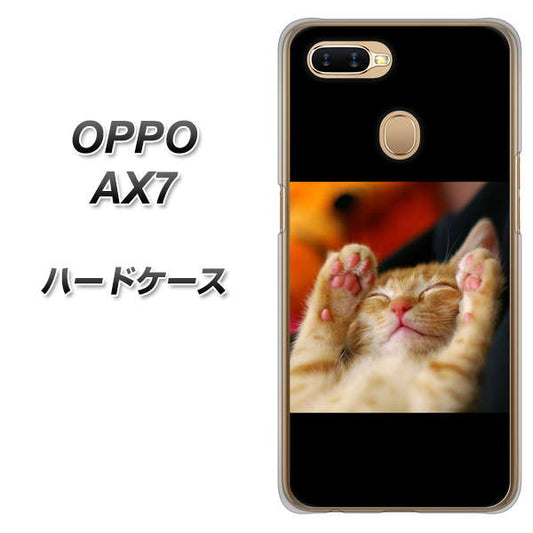 OPPO（オッポ） AX7 高画質仕上げ 背面印刷 ハードケース【VA804 爆睡するネコ】