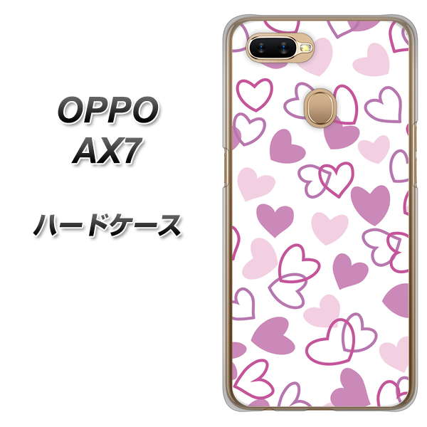OPPO(オッポ) AX7 高画質仕上げ 背面印刷 ハードケース【VA928 ハートがいっぱい パープル】