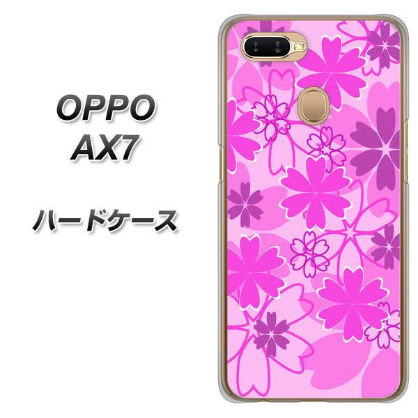 OPPO(オッポ) AX7 高画質仕上げ 背面印刷 ハードケース【VA961 重なり合う花 ピンク】
