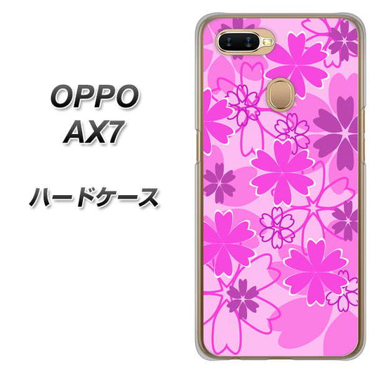 OPPO（オッポ） AX7 高画質仕上げ 背面印刷 ハードケース【VA961 重なり合う花　ピンク】