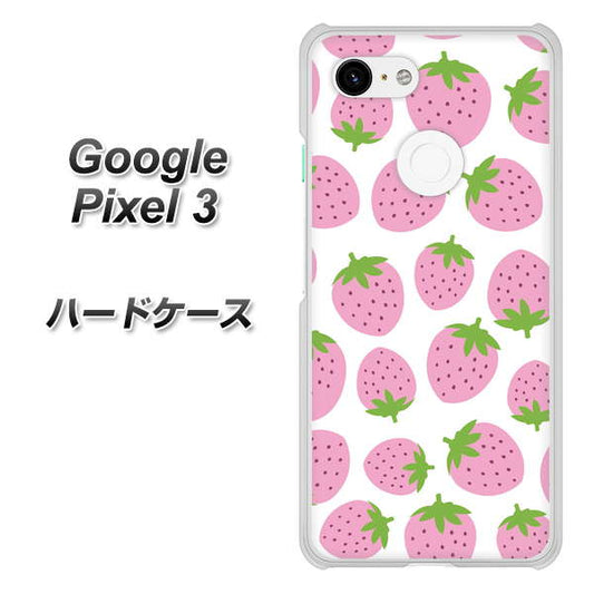 Google Pixel 3 高画質仕上げ 背面印刷 ハードケース【SC809 小さいイチゴ模様 ピンク】