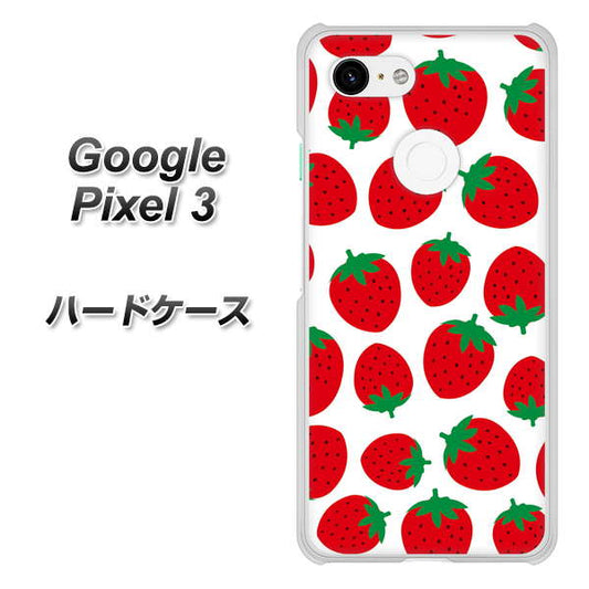 Google Pixel 3 高画質仕上げ 背面印刷 ハードケース【SC811 小さいイチゴ模様 レッド】