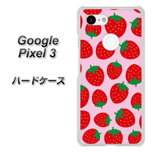 Google Pixel 3 高画質仕上げ 背面印刷 ハードケース【SC813 小さいイチゴ模様 レッドとピンク】