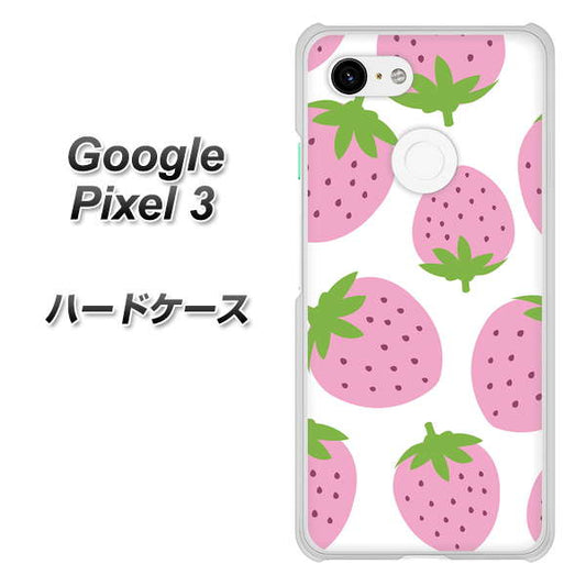 Google Pixel 3 高画質仕上げ 背面印刷 ハードケース【SC816 大きいイチゴ模様 ピンク】