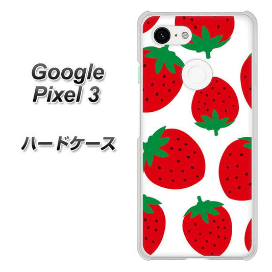 Google Pixel 3 高画質仕上げ 背面印刷 ハードケース【SC818 大きいイチゴ模様レッド】