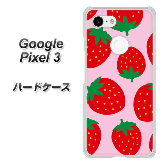 Google Pixel 3 高画質仕上げ 背面印刷 ハードケース【SC820 大きいイチゴ模様レッドとピンク】