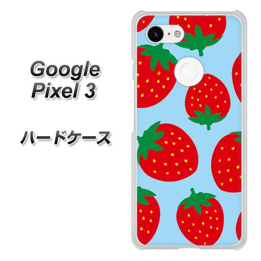 Google Pixel 3 高画質仕上げ 背面印刷 ハードケース【SC821 大きいイチゴ模様レッドとブルー】