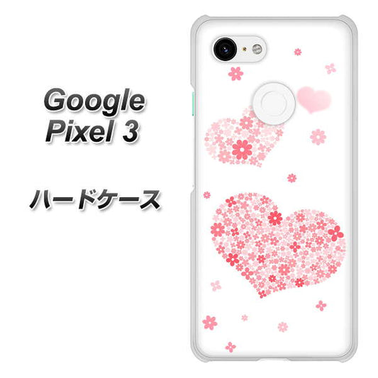 Google Pixel 3 高画質仕上げ 背面印刷 ハードケース【SC824 ピンクのハート】