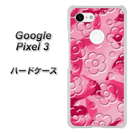 Google Pixel 3 高画質仕上げ 背面印刷 ハードケース【SC847 フラワーヴェルニ花濃いピンク（ローズアンディアン）】