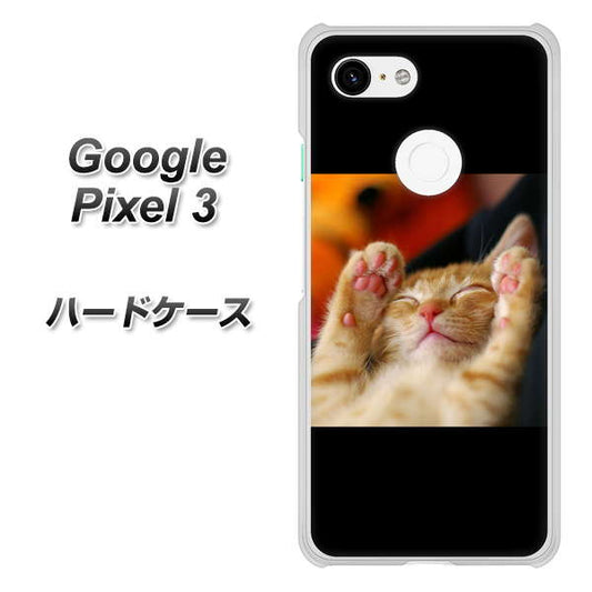 Google Pixel 3 高画質仕上げ 背面印刷 ハードケース【VA804 爆睡するネコ】
