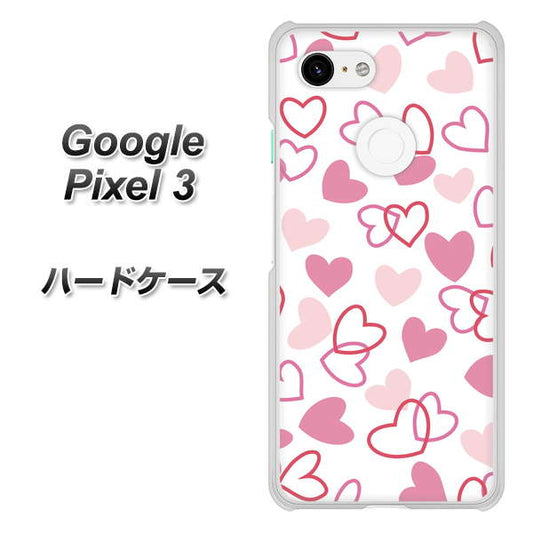 Google Pixel 3 高画質仕上げ 背面印刷 ハードケース【VA929 ハートがいっぱい ピンク】