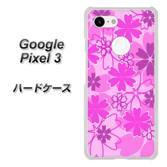 Google Pixel 3 高画質仕上げ 背面印刷 ハードケース【VA961 重なり合う花　ピンク】